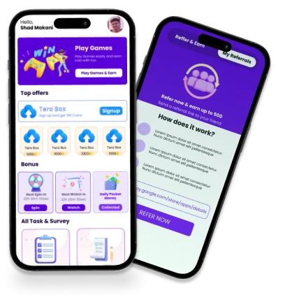 Earn 11 app shown on two smartphones